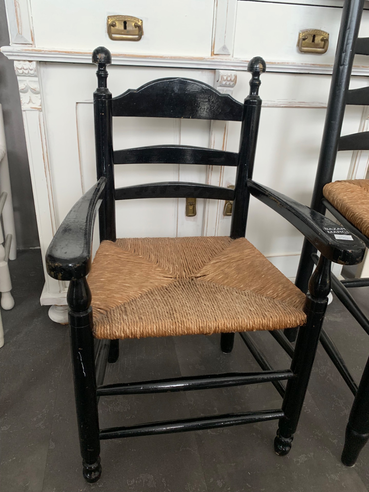 Dětská židlička, Barva: dřevo černá- sedák přírodní materiál, Cena: 650,- Kč